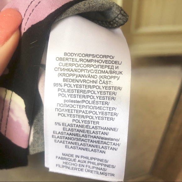 Chaps || NWT || Black & Purple Floral Dress || Medium - Picture 7 of 7